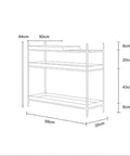 Dimensions sketch of Top Shelf Iron Industrial Bookshelf Featuring a Sleek Narrow Frame Ideal for Living Room Entryways and Foyer Organization Multi Level Floor Storage Rack Totally Built Different.