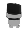 Harmony XB4 Selector Switch Head with chrome plated metal bezel, 22mm cutouts, ergonomic black handle, two positions, stay put operation