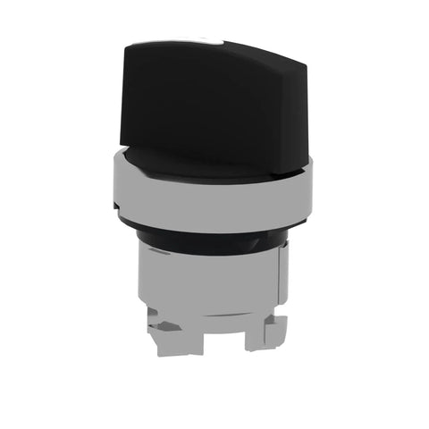 Harmony XB4 Selector Switch Head with chrome plated metal bezel, 22mm cutouts, ergonomic black handle, two positions, stay put operation