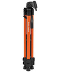 Lightweight Aluminum Tripod With Mount For Laser Levels And Tools, folded view with non-skid feet, flexible on uneven terrain.