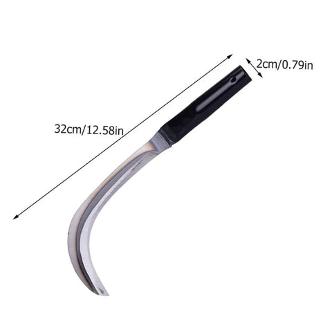 2 Pack Folding Japanese Scythe Knife Garden Tool With Long Handle For Sickle, Effortless Reaping And Mowing, Rustproof blade shown