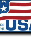 American flag with 'Made in the USA' text, promoting domestic manufacturing.