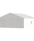 Heavy Duty Steel Barn Garage With Roll Top Metal Doors For Trucks Tractors Rvs Atvs And Workhorses Storage Shelter backyard view