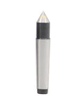 Rock Solid CNC Engraving Tailstock With Adjustable Base supports a pointy center tip made of polished steel, ideal for precision work.