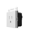 Slick 15 Amp Single Decora Outlet Featuring Tamper Resistant Shutters And Included Wall Plate For No Fuss Wiring And Fresh Home Upgrades 10 Pack White, side view showing tamper-resistant slot design.