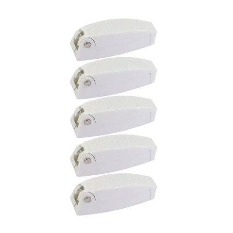 Set of five Beefy Heavy Duty RV Door Catch Kit For Trailers Boats And Campers with Push Open Ball Latch in white ABS