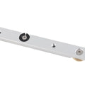 Pro Grade Aluminum Miter Bar For Table Saws And Router Tables, Adjustable M6 Crosscut Sled shown in close-up of slotted guide rail
