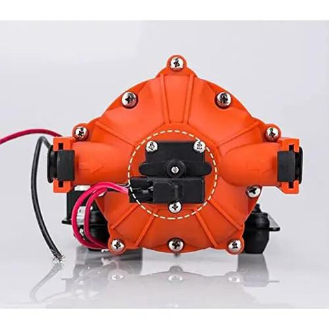 High Flow Submersible Sump Pump With 24V DC Power Runs Smooth For Fresh Water Transfer And Home Farming Tasks Featuring Run Dry Capability, orange housing