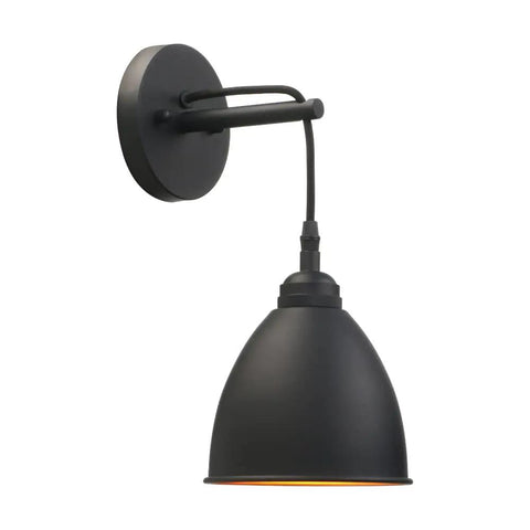 Dope Industrial Wall Sconce In Matte Black Finish Barn Style Farmhouse Wall Light With Metal Lampshade Hanging Wired For Hallways