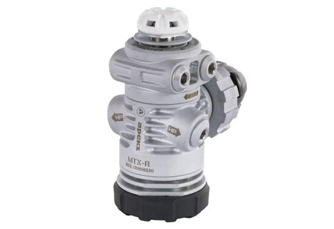 MTX-R Cold Water Regulator White DIN With Over Balanced Diaphragm for Deep Dives, dry sealed, high flow breathing system.