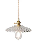 UIOLCFF Classic Creative Personality Nordic Minimalist Glass Shade Single-Head Hanging Light with clear glass and brass fixture.