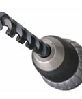 Built Tough 3 8 Inch By 12 Inch Aircraft Extended Drill Bit Featuring Durable Black Oxide Finish Speed Helix Flutes And High Speed Steel Core For Zero Sweat Metal Wood Drilling Jobs, close-up view of the drill bit.