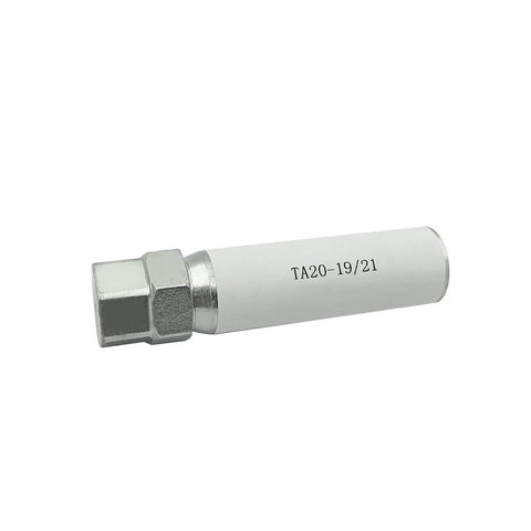 Side view of TA20-19/21 wheel lock key tool with 3/4 in and 13/16 in hex drives for 19 mm and 21 mm lug nuts