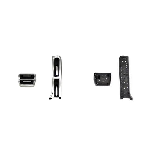 Super Grippy Anti Slip Clutch Pedal Pads With Thick Rubber Covers For Vw Passat B7 Touran Scirocco showing chrome and rubber designs.