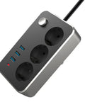 Heavy Duty 3 Outlet Extension Cord Surge Protector With 3 Fast Charge Ports Built Tough Flame Resistant Housing for electronics