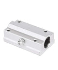 Top Shelf Linear Motion Ball Bearing Slide Block Bushing Fits 8 Millimeter Shafts built like a tank, steel and aluminum housing in silver.