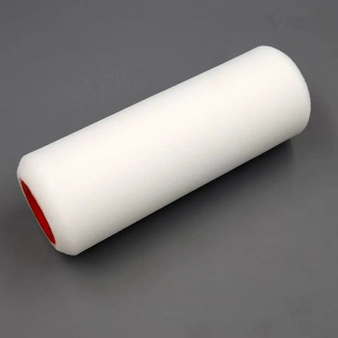 Slick Heavy Duty Foam Paint Roller With Ergonomic Grip Handle High Density Sponge For Top Shelf Smooth Wall Coverage No Sweat Diy Renovation Ace Home Painting Gear, white foam roller with red end.