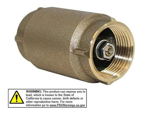 Merrill CVNL125 brass in-line check valve, 1-1/4 in, no-lead, threaded ends