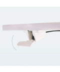 Close-up of adjustable locking mechanism on Adjustable Mobile Laptop Stand With Smooth Rolling Casters Portable Standing Desk.