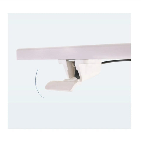 Close-up of adjustable locking mechanism on Adjustable Mobile Laptop Stand With Smooth Rolling Casters Portable Standing Desk.