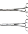 Double-X Hemostat Pliers Set, 2-Piece With Straight And 45 Degree Angled Jaws For Tight Spaces, on white background