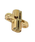 Gold Hidden Cross Hinge Set For Folding Wooden Tables And Cabinets With 180 Degree Invisible Action Rustproof Zinc Alloy Ultra Quiet Smooth Opening Easy To Install 1 Pair BETOOL Built To Last No Fuss Operation, close-up view
