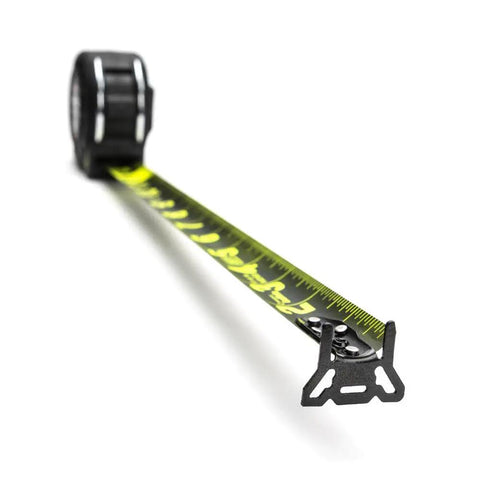Home Measuring Tape And Layout Tool Black 35 Foot Tape Measure with extended yellow blade for precise layouts in carpentry and home improvement