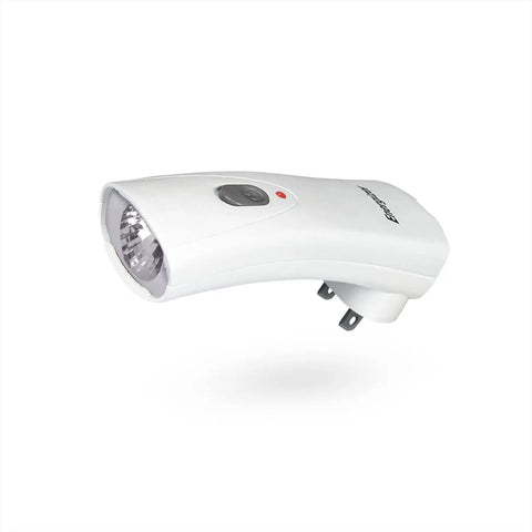 Auto On LED Flashlights Rechargeable For Home Power Outages, Plug In Emergency Lighting For Power Failures, Night Light, white plastic body