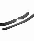Three pieces of carbon fiber style front bumper lip splitter for vehicle, part of the Level Up Your Whip With This Slick Carbon Fiber Style Front Bumper Lip Splitter Universal Abs Spoiler Body Kit Delivers That Fresh Fit For A Badass Street Upgrade.