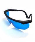 Heavy Duty Laser Safety Goggles For He Ne 632nm Red Beams Offering Hella Eye Shielding, blue tinted lens and sturdy frame.