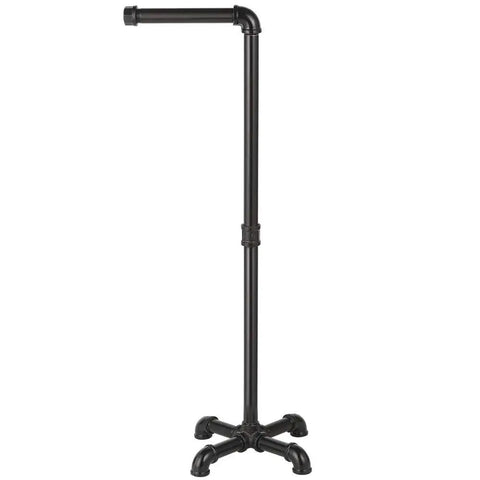 Beefy Industrial Black Free Standing Toilet Paper Holder Dispenser For Bathroom Metal Pipe Style Tissue Stand With Storage