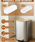 Transparent Wall Protectors Behind Trash Cans, 6 Pack Silicone Bumpers for Lids and Bodies, peel and stick scuff guards, size detail