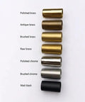 Color variations of brass and chrome finishes for SHAHLUMES Handcrafted Curved Brass Flower Wall Sconce | Modern Bedside Wall Light.