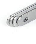 Close-up of Rugged High Performance 4 Piece 12 Inch Stainless Steel Mending Plates with smooth edges for secure joining.