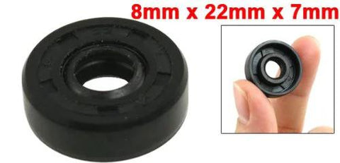 Black rubber oil seal, double lip, 8x22x7 mm for rotary shaft