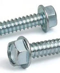 Close-up of Three Eighths By One Inch Self Drilling Screws Unslotted Hex Washer Head 18-8 Stainless Steel Durable Metal Fasteners