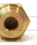 Brass thermal relief valve for pressure washer, hexagonal body, 3/16 inch bore.