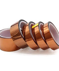 Two Pack High Temp Polyimide Kapton Style Heat Insulation Tape For 3D Printers, 33m Long By 5-40mm Wide, Metallic Brown
