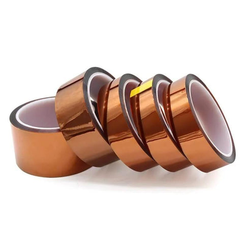 Two Pack High Temp Polyimide Kapton Style Heat Insulation Tape For 3D Printers, 33m Long By 5-40mm Wide, Metallic Brown