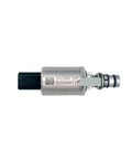 Heavy Duty Excavator Hydraulic Pump Proportional Solenoid Valve 1013365 24V Normally Closed Black Plug side view with label.