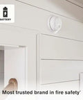 Smoke Alarm With 10 Year Sealed Battery And Test And Silence Button, Precision Detection To Cut False Cooking Alarms mounted on wall