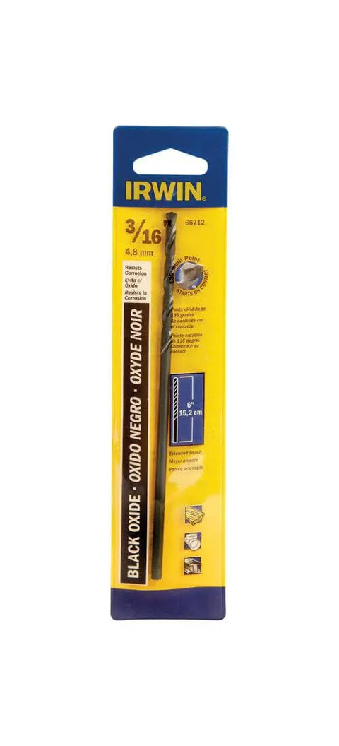 Hanson 66712 6 Inch High Speed Steel Fractional Straight Shank Drill Bit With Aircraft Extension in retail packaging