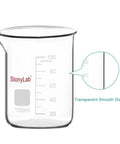 Graduated Borosilicate Glass Beaker Set In Five Sizes 5 Ml, 10 Ml, 25 Ml, 50 Ml, And 100 Ml For Lab Or Home Chemistry Gear featuring 100 ml size