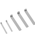 Five broaches from Keyway Broach Set 18 Pcs Pro Grade HSS Lathe Tools, showing different sizes for precise keyway cutting.