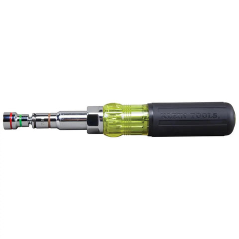 Side view of Magnetic 7 In 1 Nut Driver With Cushy Grip One Hand Drive Seven Sizes In One Tool SAE Hex Sizes One Quarter To Nine Sixteenths Inch.