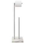Free Standing Toilet Paper Holder With Reserve, Heavy Marble Base Keeps It Steady No Wobble, Durable 304 Stainless Steel Brushed Nickel Finish