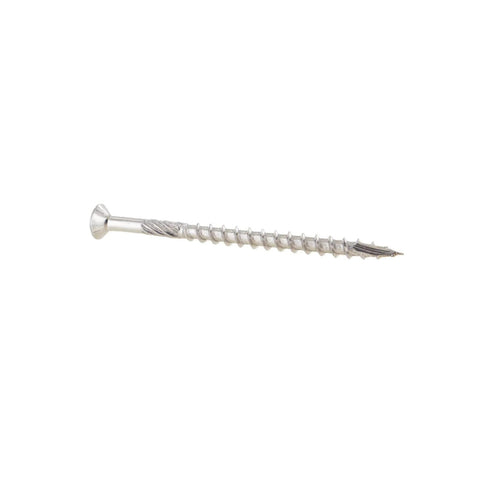 No. 10 Three Inch Type 316 Stainless Steel Marine Grade Flat Head Deck Screw Six Lobe Star Drive, side view