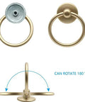 5 Pack Gold Ring Drawer Pulls With Screws, Brass Cabinet Handles, showing rotating mechanism and single hole mount.
