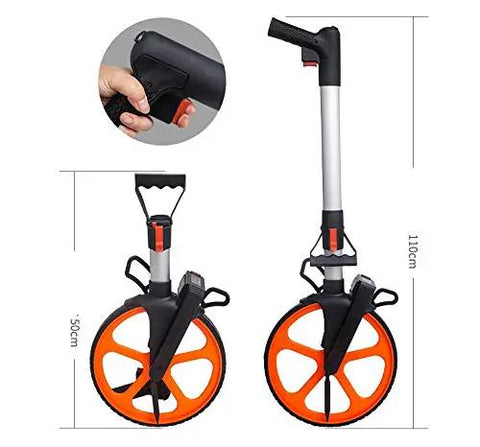 QERTYHKK Measuring Wheel Distance Measurement Tools Mechanical with ergonomic handle and orange wheel design for easy use.