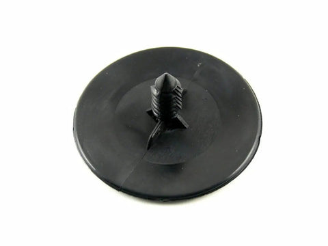 Close-up of black Ten Piece 1 5/8 Inch Hood Liner Insulator Button Clip Kit For Corvette C5 C6 1997 To 2013 Replacement Set Of OEM Style